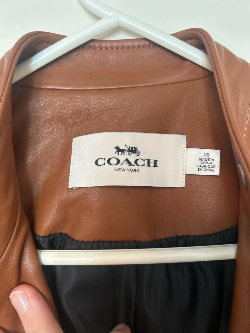 Coach Uptown Racer Sheep Leather Jacket Saddle XS F86528 $895